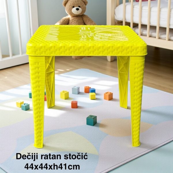 Dečiji stočić 44x44xH41cm RATAN, Dečiji ratan stočić, Plastični dečiji sto, Sto za dečiju sobu, Dečiji sto ZUT