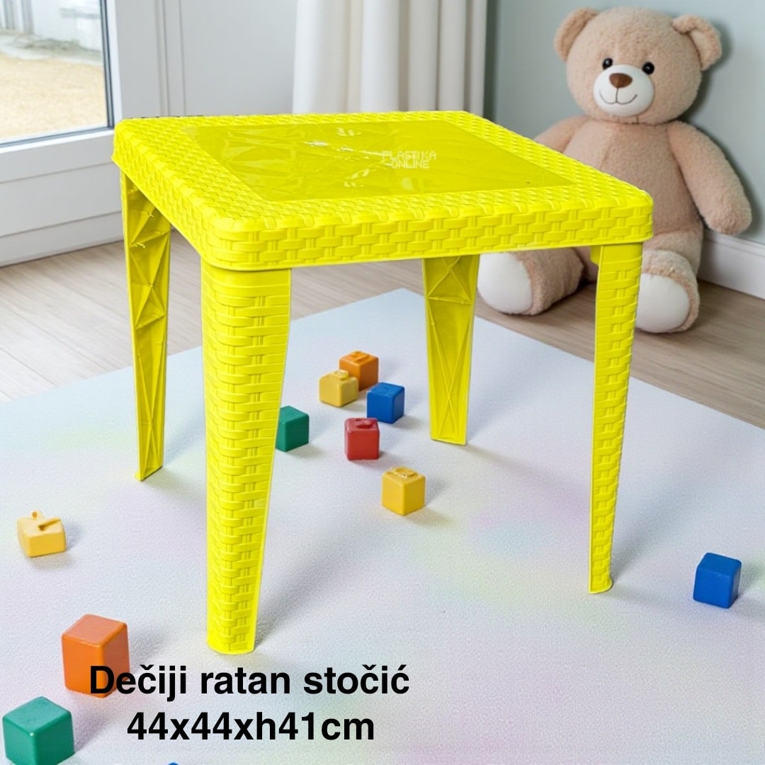 Dečiji stočić 44x44xH41cm RATAN, Dečiji ratan stočić, Plastični dečiji sto, Sto za dečiju sobu, Dečiji sto ZUT