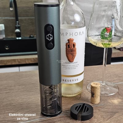 Električni otvarač za vino 22 cm, nastavak za sečenje folije, električni otvarač za vino