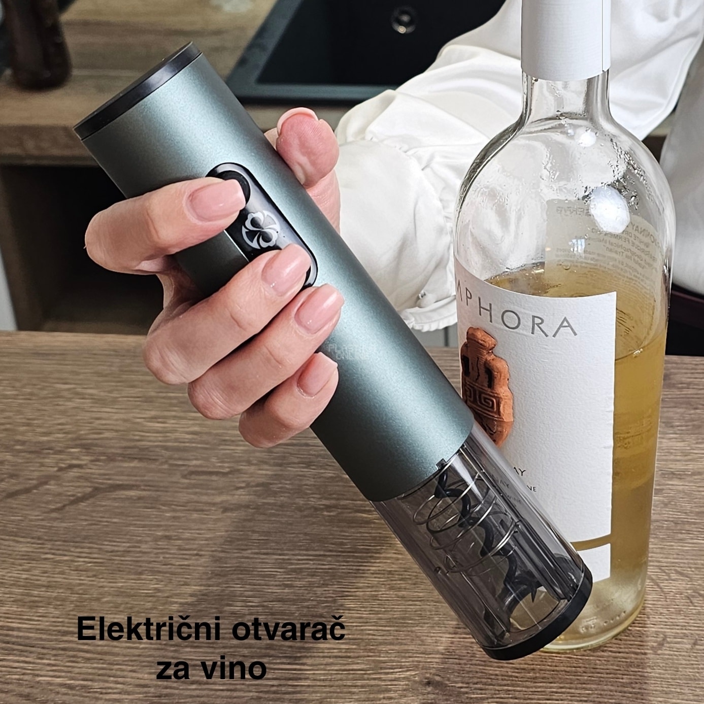 Električni otvarač za vino 22 cm, nastavak za sečenje folije, električni otvarač za vino