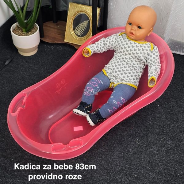 Kadica za bebe 83cm, Plastična kadica za bebe, Kadica za kupanje, kadice za bebe,Kadica za novorođenče, providno roze