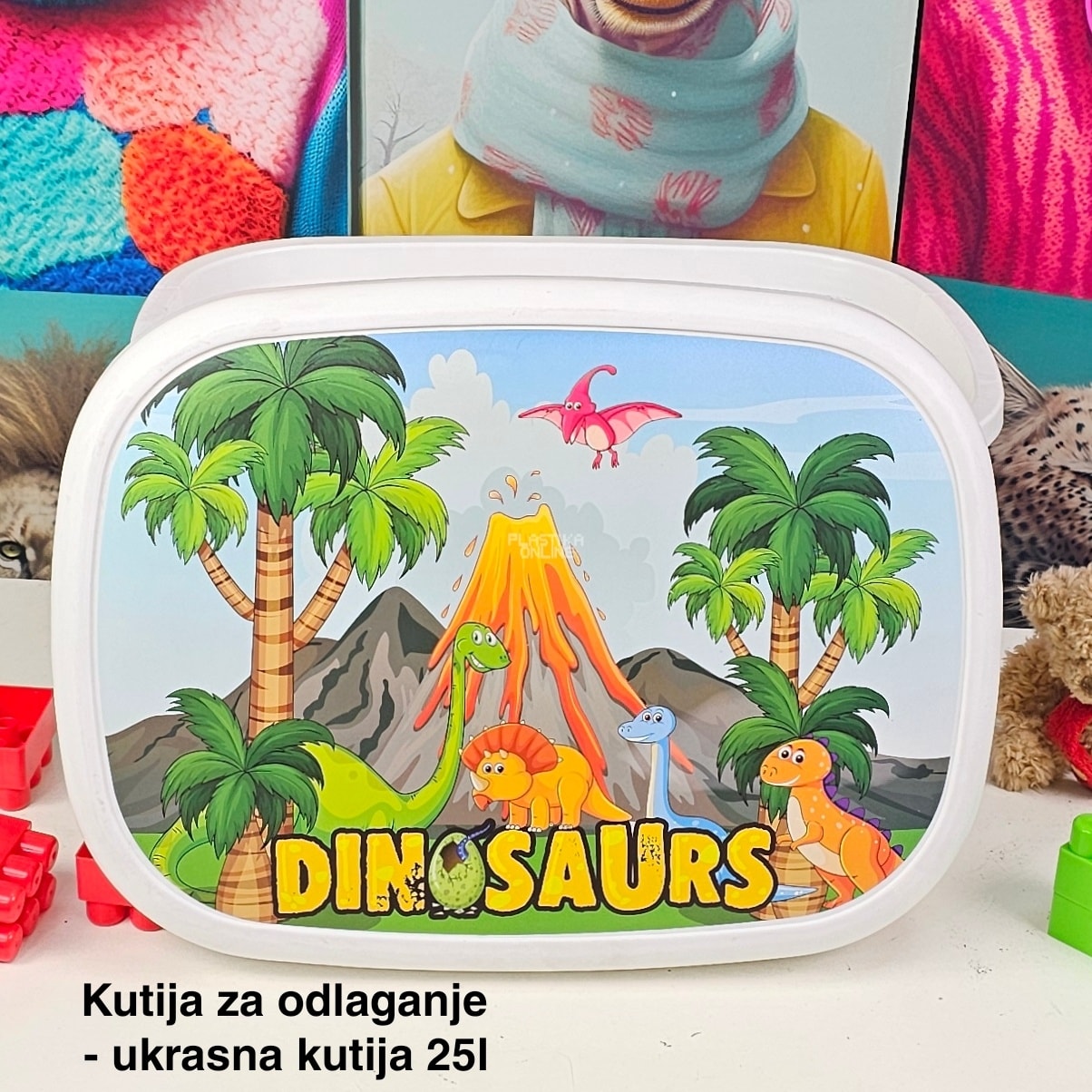 Kutije za odlaganje 25l , ukrasna kutija 25l Ukrasna kutija 25L , kutije za odlaganje, box sa dezenom , plasticne kutije od 25l dinosaur