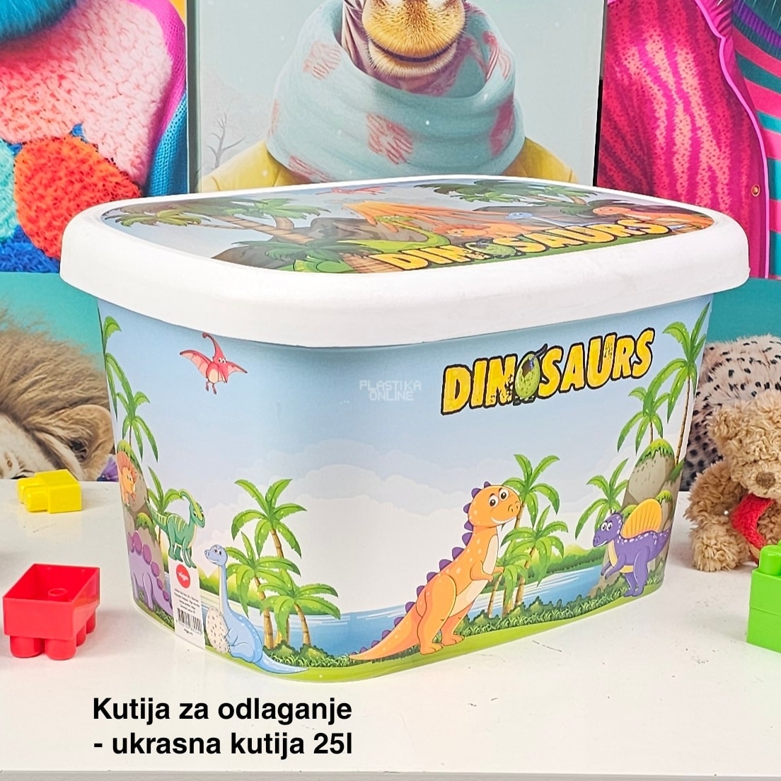 Kutije za odlaganje 25l , ukrasna kutija 25l Ukrasna kutija 25L , kutije za odlaganje, box sa dezenom , plasticne kutije od 25l dinosaur
