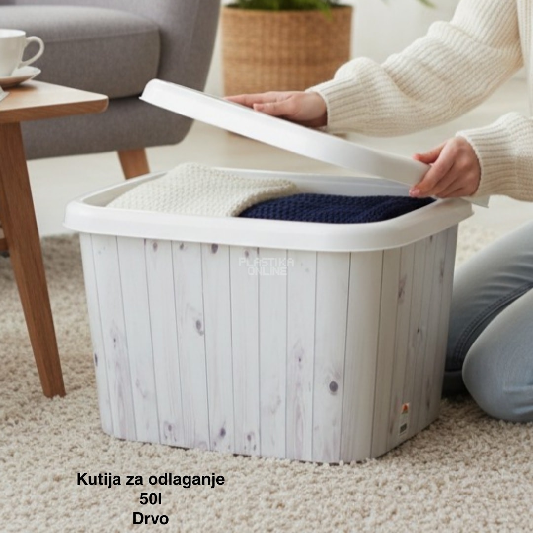Kutija za odlaganje – ukrasna kutija 50 l, Ukrasna kutija 50L , kutije za odlaganje, box sa dezenom , plasticne kutije od 50l drvo