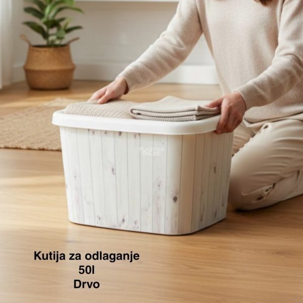 Kutija za odlaganje – ukrasna kutija 50 l, Ukrasna kutija 50L , kutije za odlaganje, box sa dezenom , plasticne kutije od 50l drvo