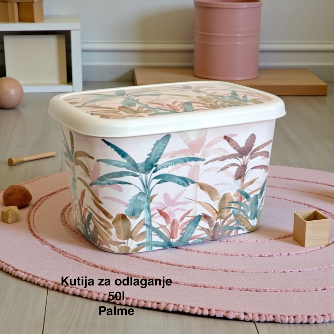 Kutija za odlaganje – ukrasna kutija 50 l, Ukrasna kutija 50L , kutije za odlaganje, box sa dezenom , plasticne kutije od 50l palme 1