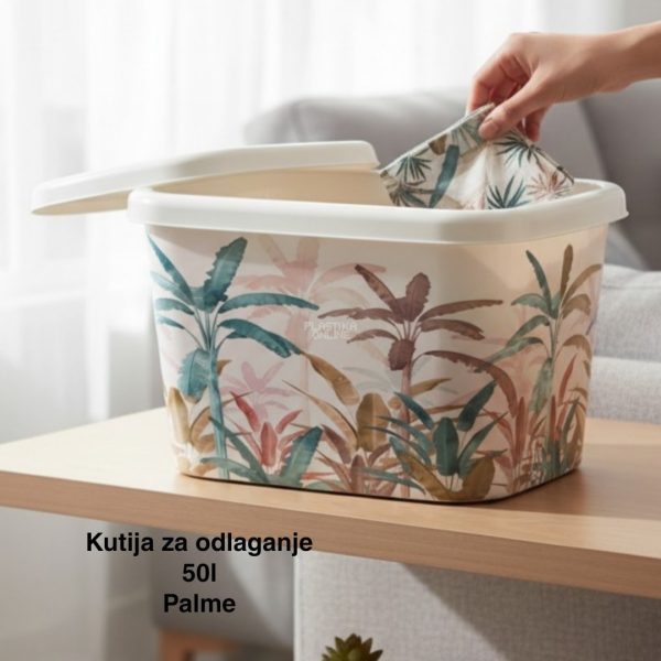 Kutija za odlaganje – ukrasna kutija 50 l, Ukrasna kutija 50L , kutije za odlaganje, box sa dezenom , plasticne kutije od 50l palme 1