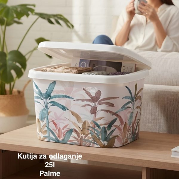 Kutije za odlaganje 25l , ukrasna kutija 25l Ukrasna kutija 25L , kutije za odlaganje, box sa dezenom , plasticne kutije od 25l palme