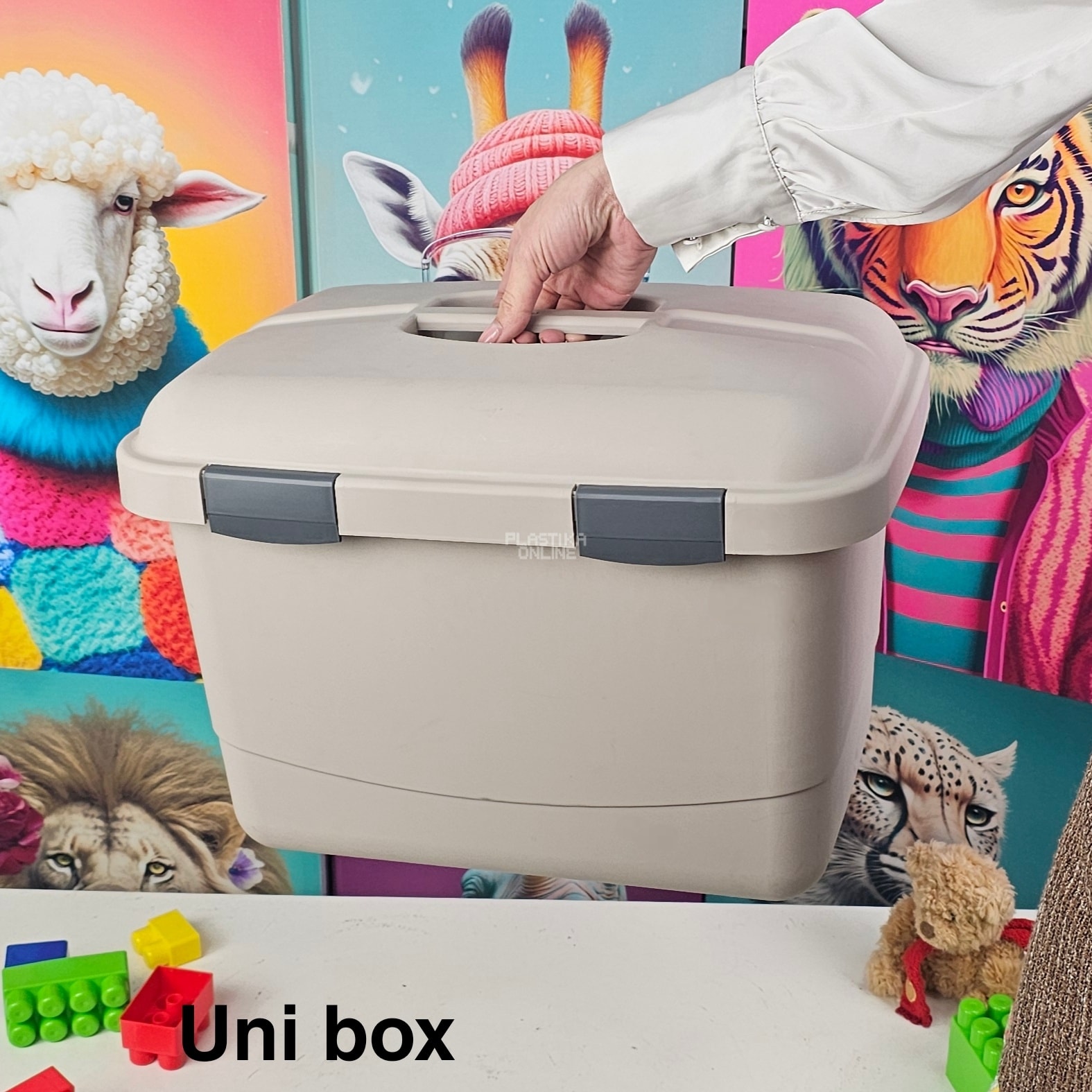 Kutije za odlaganje Uni box 26l, Plastična kutija sa poklopcem, Kutija za odlaganje, Višenamenska kutija za odlaganje, plastična kutija