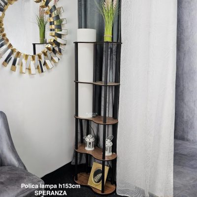 Polica lampa 153 cm SPERANZA, Podna polica sa lampom, Polica sa 4 nivoa, Ambijentalna polica lampa