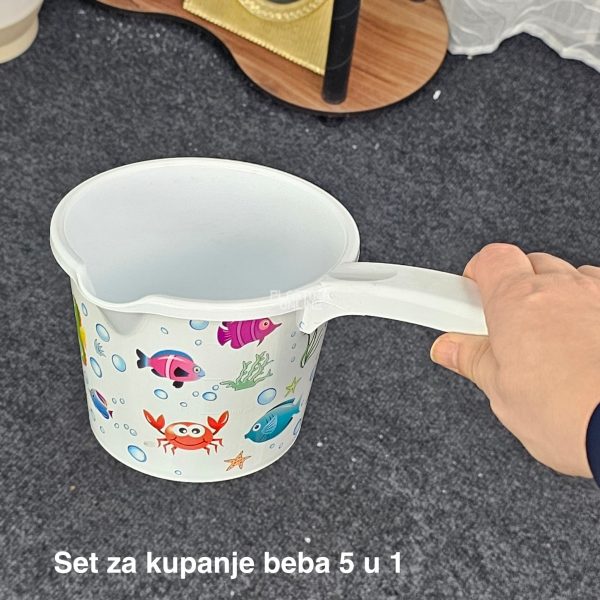 Set za kupanje beba CM700, Kadica za bebe, Mrežica za kupanje beba, Kofa za vodu 13L, Polivač za bebe, Noša za bebe beli
