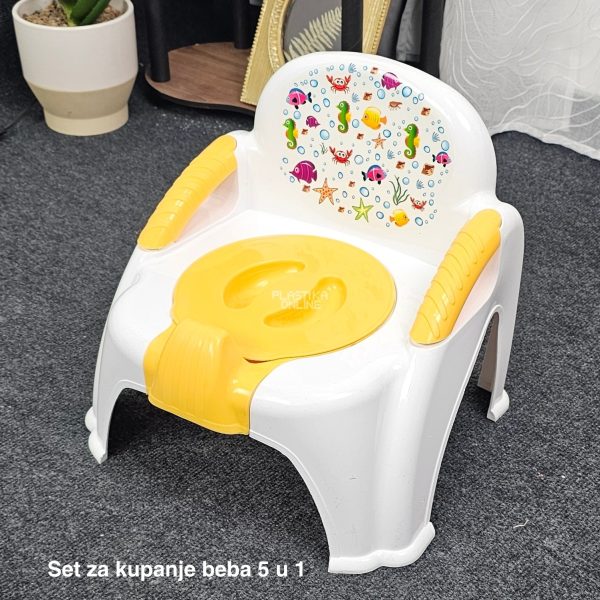 Set za kupanje beba CM700, Kadica za bebe, Mrežica za kupanje beba, Kofa za vodu 13L, Polivač za bebe, Noša za bebe beli