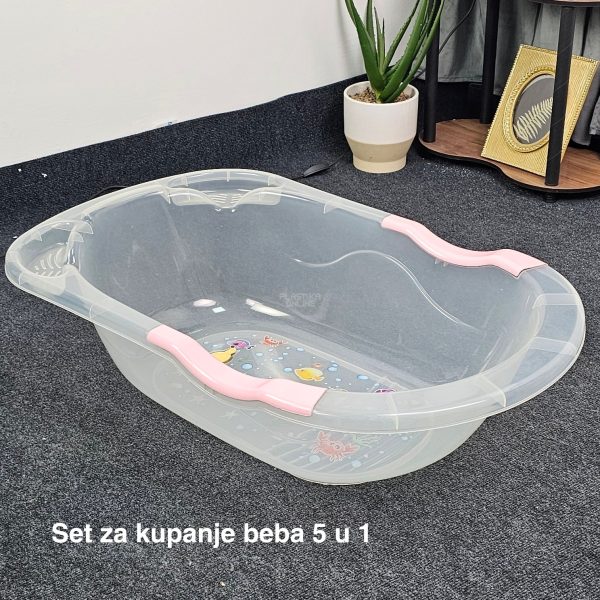 Set za kupanje beba CM700, Kadica za bebe, Mrežica za kupanje beba, Kofa za vodu 13L, Polivač za bebe, Noša za bebe providni