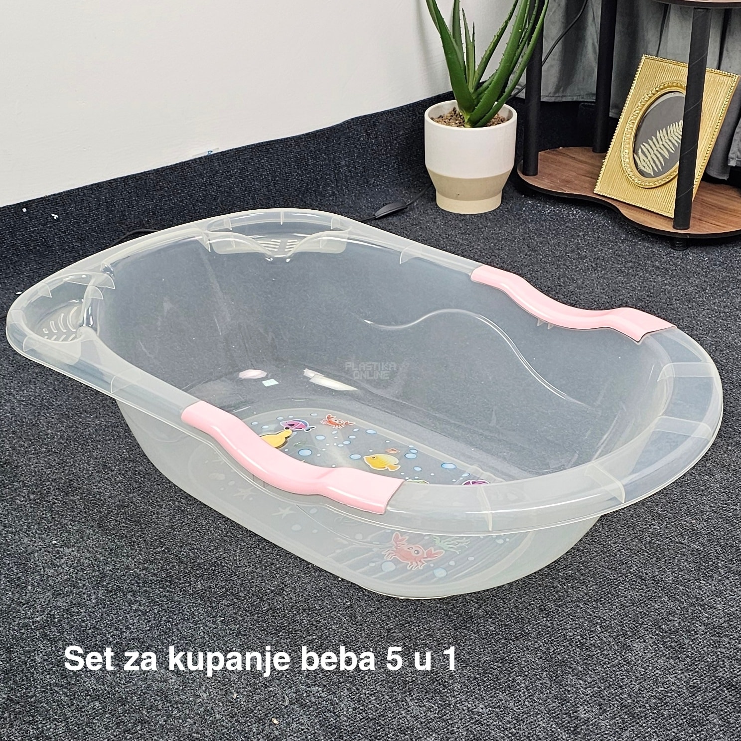 Set za kupanje beba CM700, Kadica za bebe, Mrežica za kupanje beba, Kofa za vodu 13L, Polivač za bebe, Noša za bebe providni