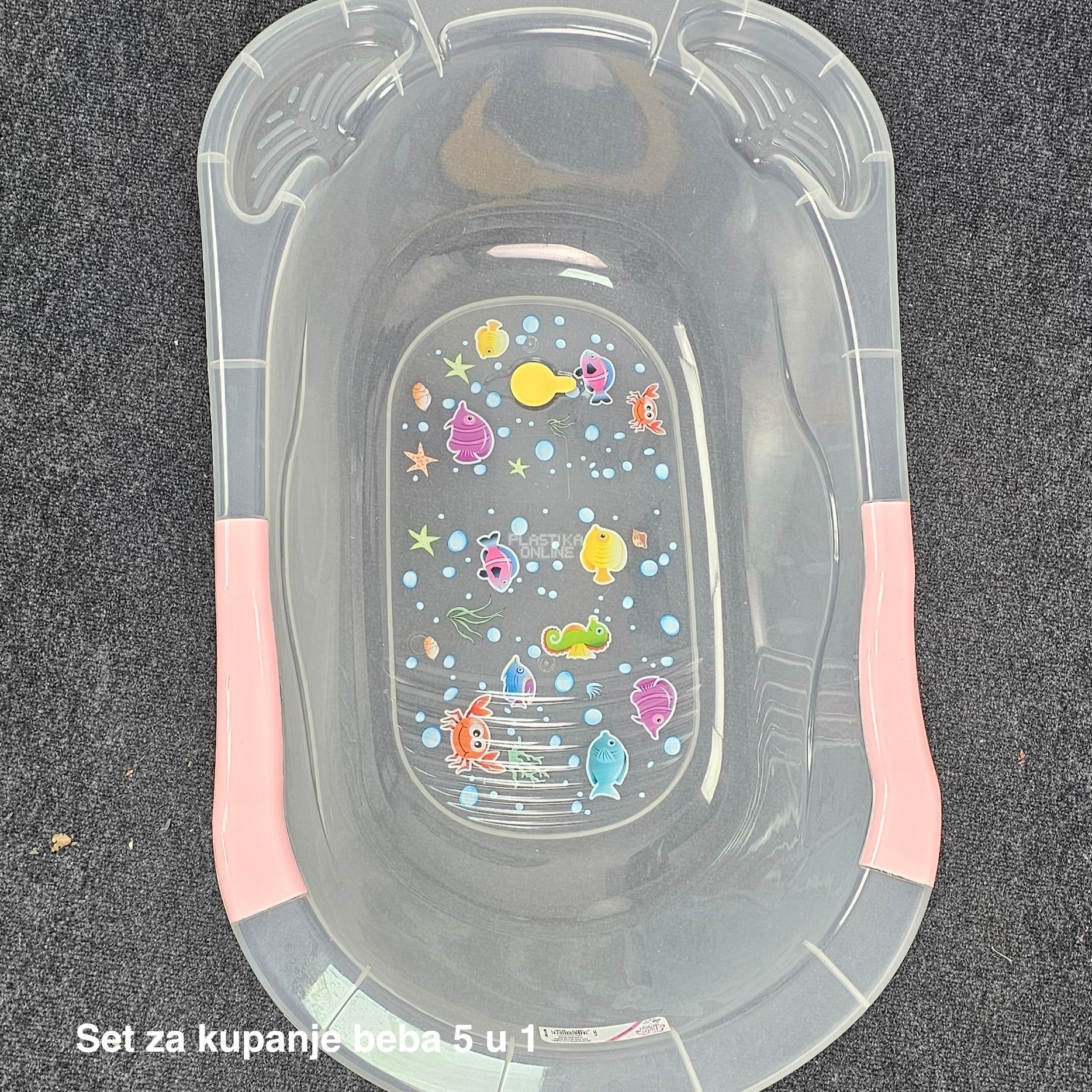 Set za kupanje beba CM700, Kadica za bebe, Mrežica za kupanje beba, Kofa za vodu 13L, Polivač za bebe, Noša za bebe providni