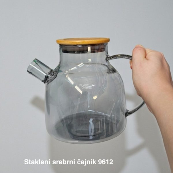 Stakleni srebrni čajnik 9612, čajnik. čajnik sa filterom
