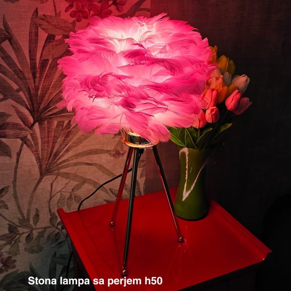 Stona lampa sa perjem H50, stone lampe, Ambijentalno svetlo