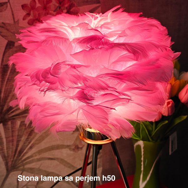 Stona lampa sa perjem H50, stone lampe, Ambijentalno svetlo