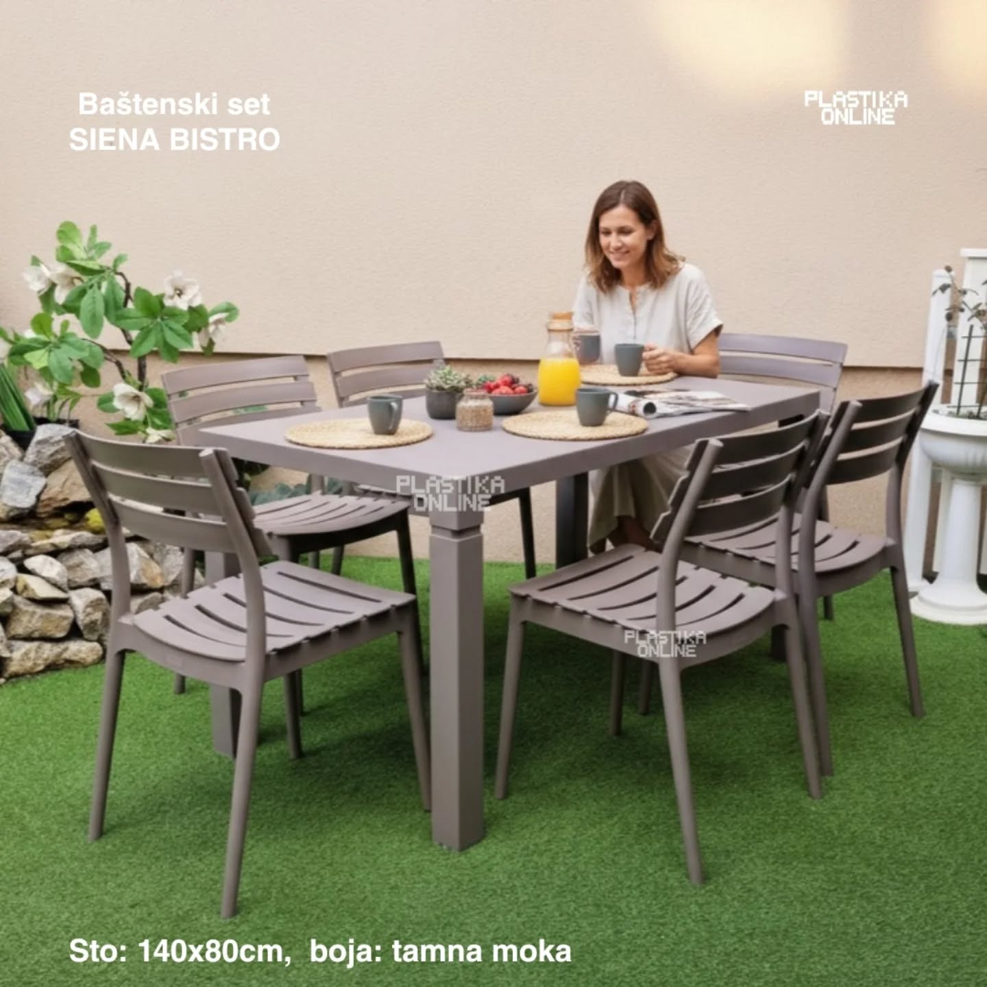 Baštenska garnitura Siena Bistro tamna moka