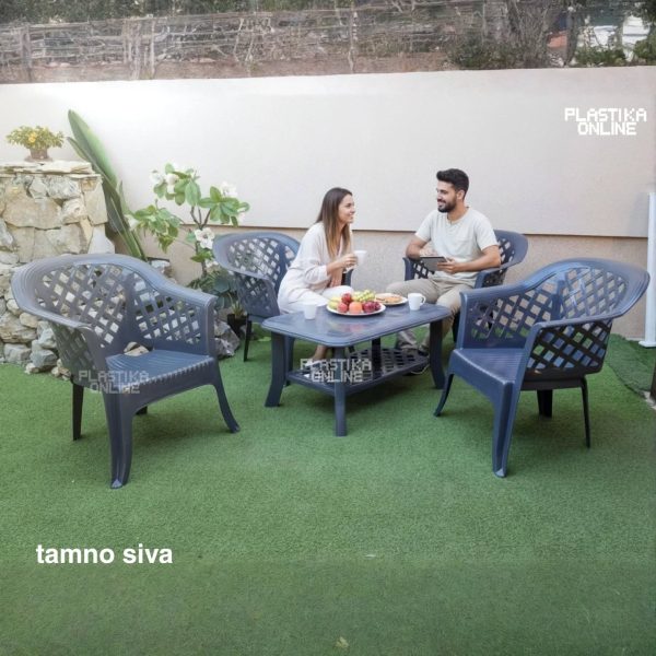 Baštenska garnitura Kalma Tamno siva
