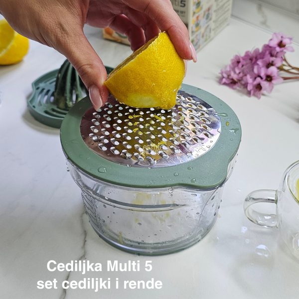 Cediljka Multi 5, Višenamenska cediljka za limun, Separator za jaja, Rende za kuhinju, Posuda sa menzurom, Kuhinjski set