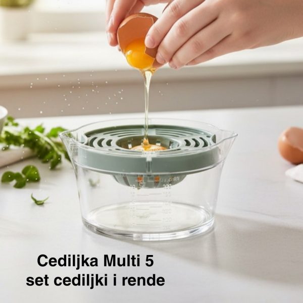 Cediljka Multi 5, Višenamenska cediljka za limun, Separator za jaja, Rende za kuhinju, Posuda sa menzurom, Kuhinjski set