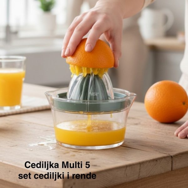 Cediljka Multi 5, Višenamenska cediljka za limun, Separator za jaja, Rende za kuhinju, Posuda sa menzurom, Kuhinjski set