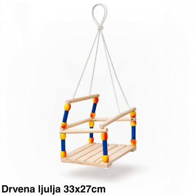 Drvena dečija ljuljaška 33x26.5cm, Drvena ljuljaška za decu, Ljuljaška za dvorište, Dečija ljuljaška