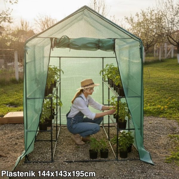 Plastenik 143x143x195cm, Montažni plastenik, Veliki plastenik za dvorište, Plastenik za rasad, Baštenski plastenik sa UV zaštitom, Plastenik sa rolo vratima