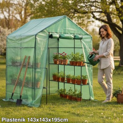 Plastenik 143x143x195cm, Montažni plastenik, Veliki plastenik za dvorište, Plastenik za rasad, Baštenski plastenik sa UV zaštitom, Plastenik sa rolo vratima