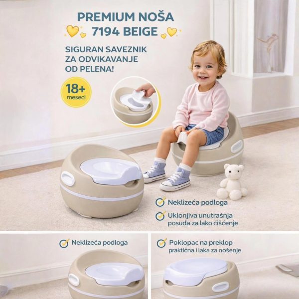 Premium noša BEIGE 7194, noša za decu, Noša sa poklopcem, Dečija noša
