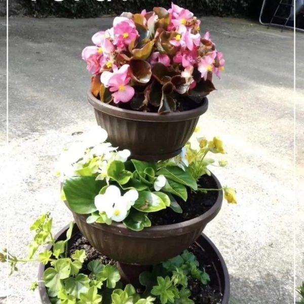 Saksija na 3 nivoa POT , Neobične saksije za cveće, Okrugle saksije, Plastične saksije za jagode, Saksije i Bašta, Saksije za cveće, Saksije za dvorište, Saksije za terasu braon