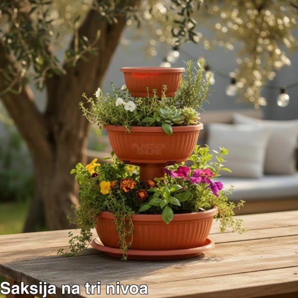 Saksija na 3 nivoa POT , Neobične saksije za cveće, Okrugle saksije, Plastične saksije za jagode, Saksije i Bašta, Saksije za cveće, Saksije za dvorište, Saksije za terasu