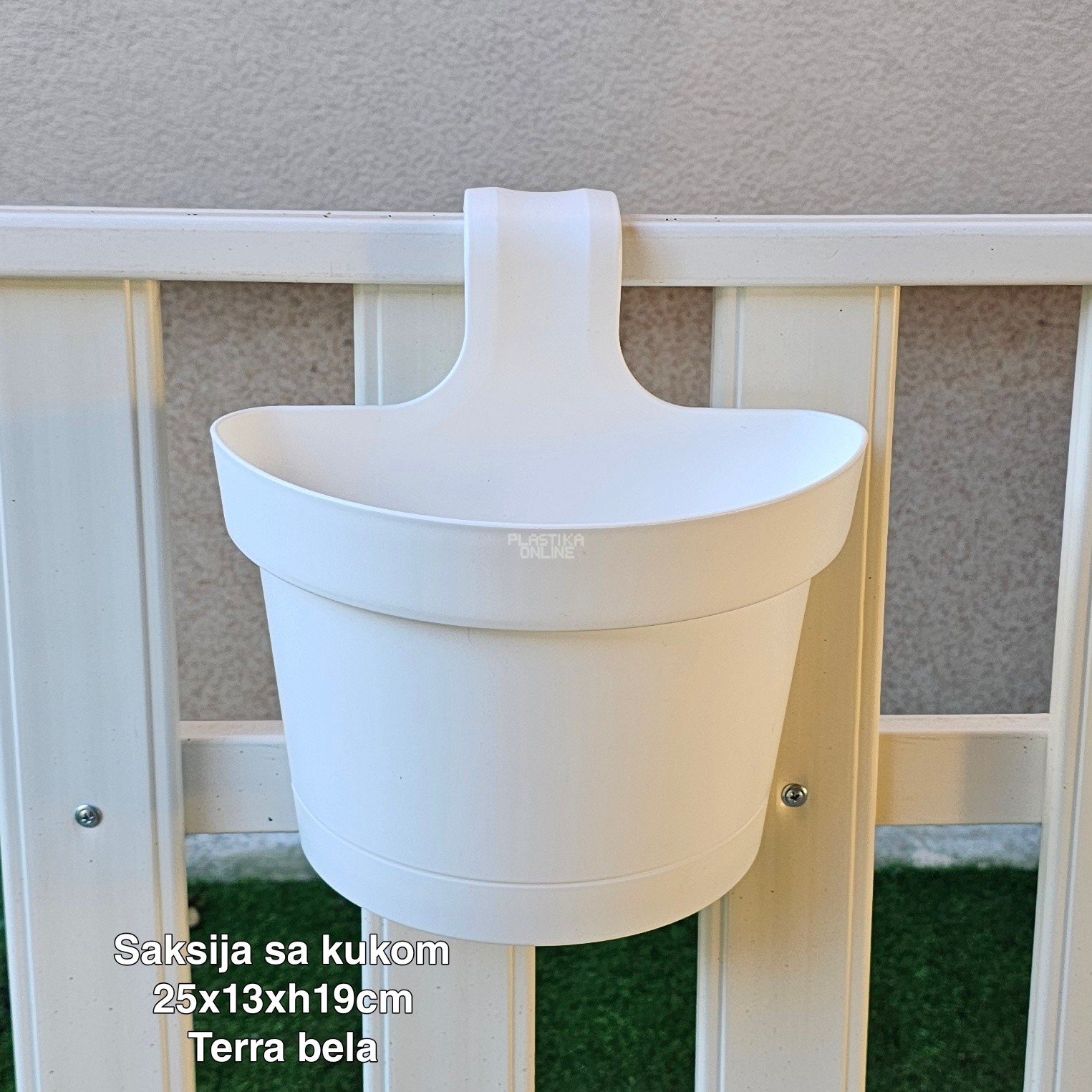 Saksija sa kukom 25x13xh19cm, Idealna saksija, Saksija za balkon, Plastična saksija za cveće, Saksija za ogradu, Balkonska saksija sa kukom, Saksija sa kukom