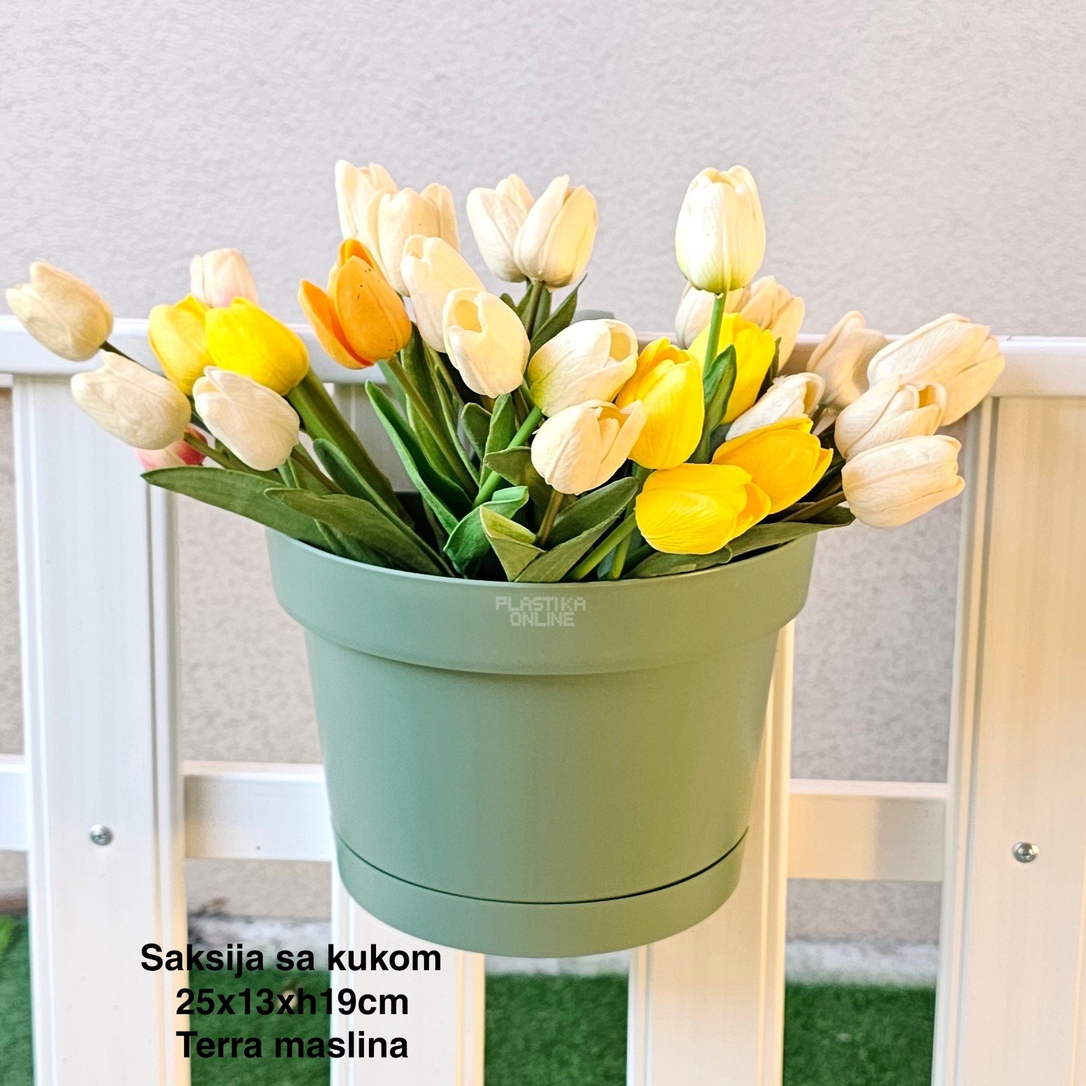 Saksija sa kukom 25x13xh19cm, Idealna saksija, Saksija za balkon, Plastična saksija za cveće, Saksija za ogradu, Balkonska saksija sa kukom, Saksija sa kukom