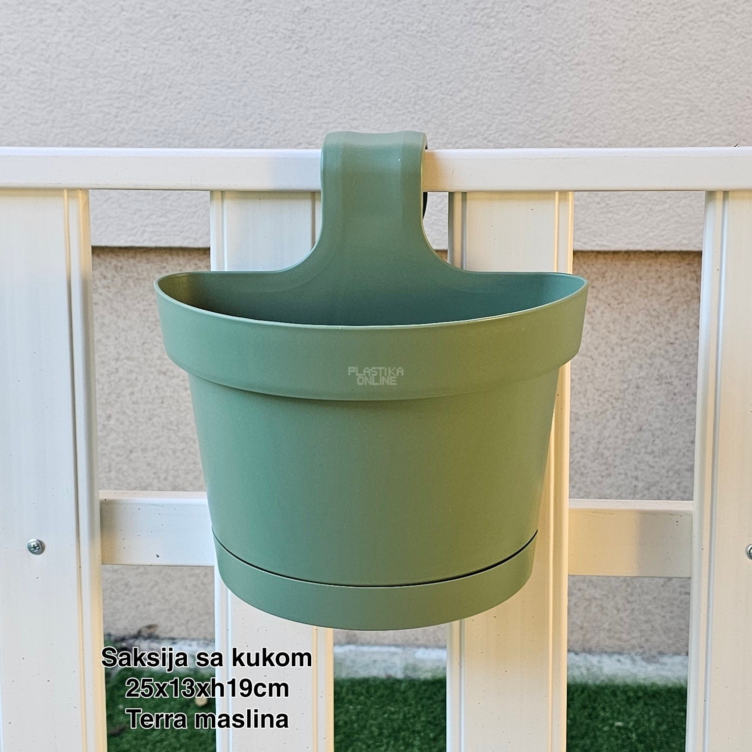 Saksija sa kukom 25x13xh19cm, Idealna saksija, Saksija za balkon, Plastična saksija za cveće, Saksija za ogradu, Balkonska saksija sa kukom, Saksija sa kukom