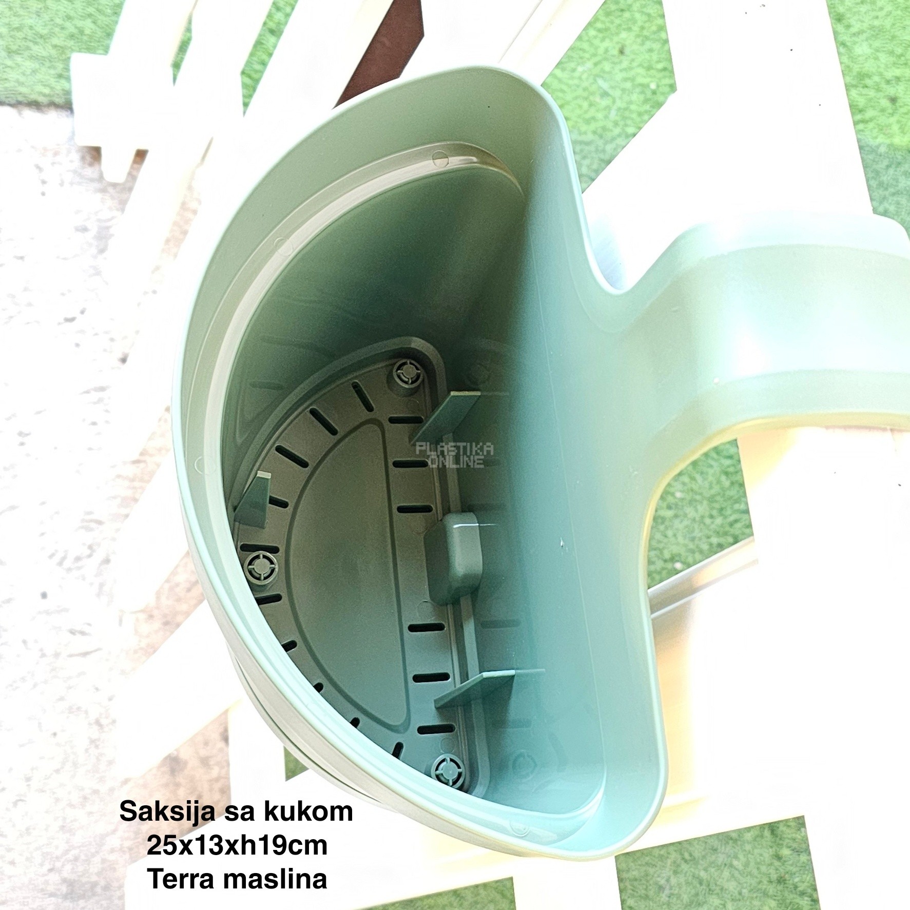 Saksija sa kukom 25x13xh19cm, Idealna saksija, Saksija za balkon, Plastična saksija za cveće, Saksija za ogradu, Balkonska saksija sa kukom, Saksija sa kukom