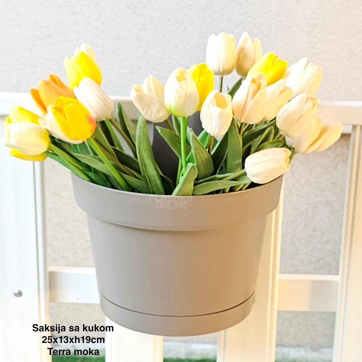 Saksija sa kukom 25x13xh19cm, Idealna saksija, Saksija za balkon, Plastična saksija za cveće, Saksija za ogradu, Balkonska saksija sa kukom, Saksija sa kukom