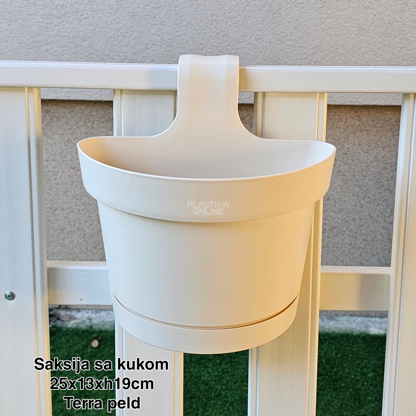 Saksija sa kukom 25x13xh19cm, Idealna saksija, Saksija za balkon, Plastična saksija za cveće, Saksija za ogradu, Balkonska saksija sa kukom, Saksija sa kukom