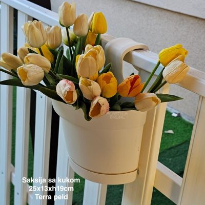 Saksija sa kukom 25x13xh19cm, Idealna saksija, Saksija za balkon, Plastična saksija za cveće, Saksija za ogradu, Balkonska saksija sa kukom, Saksija sa kukom