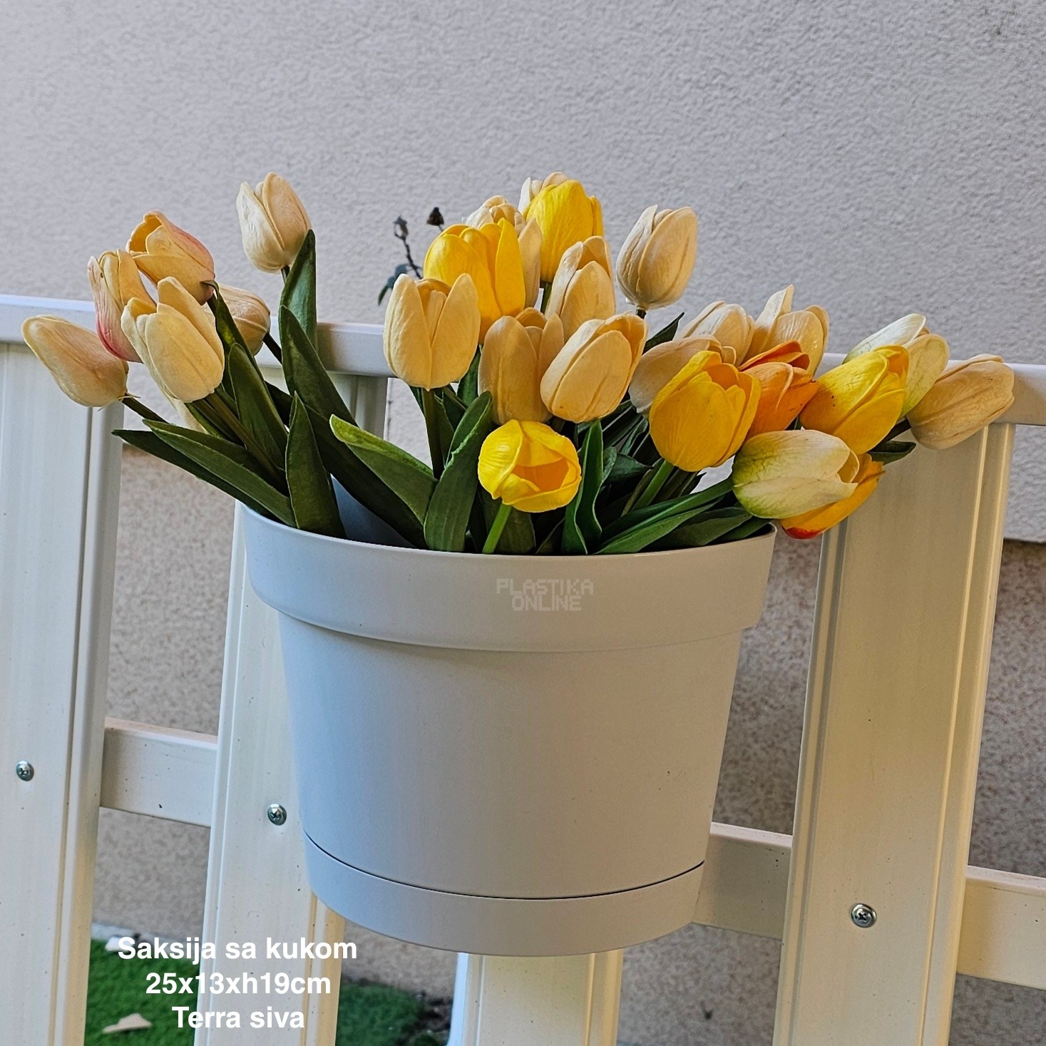 Saksija sa kukom 25x13xh19cm, Idealna saksija, Saksija za balkon, Plastična saksija za cveće, Saksija za ogradu, Balkonska saksija sa kukom, Saksija sa kukom