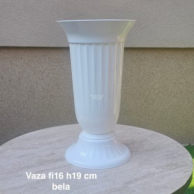 Vaza fi16 h19 cm, Plastična vaza za cveće, Vaza za cvećare, Dekorativna vaza, Velika vaza, plastične vaze BELA