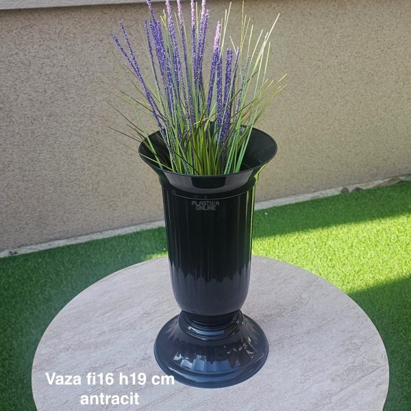 Vaza fi16 h19 cm, Plastična vaza za cveće, Vaza za cvećare, Dekorativna vaza, Velika vaza, plastične vaze antracit