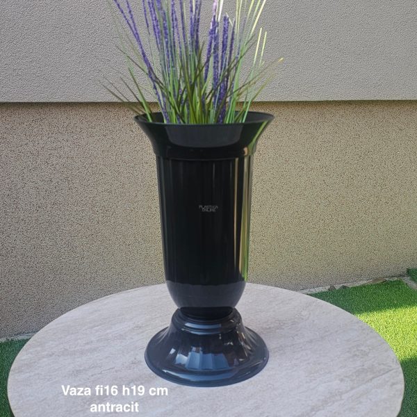 Vaza fi16 h19 cm, Plastična vaza za cveće, Vaza za cvećare, Dekorativna vaza, Velika vaza, plastične vaze antracit