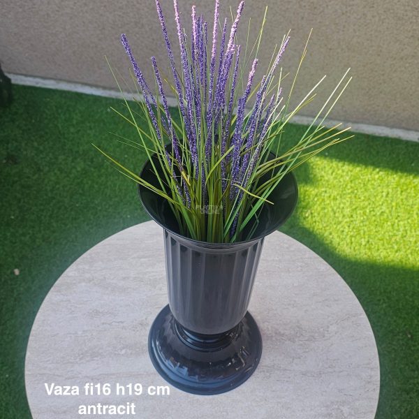 Vaza fi16 h19 cm, Plastična vaza za cveće, Vaza za cvećare, Dekorativna vaza, Velika vaza, plastične vaze antracit