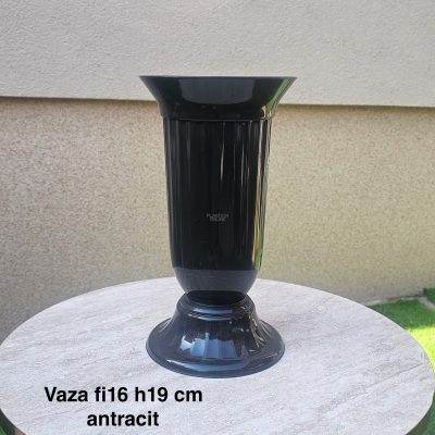 Vaza fi16 h19 cm, Plastična vaza za cveće, Vaza za cvećare, Dekorativna vaza, Velika vaza, plastične vaze antracit