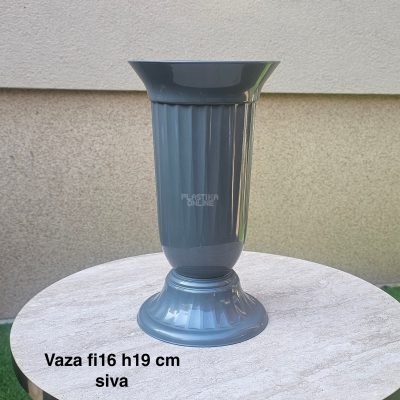 Vaza fi16 h19 cm, Plastična vaza za cveće, Vaza za cvećare, Dekorativna vaza, Velika vaza, plastične vaze siva