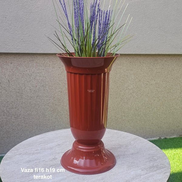 Vaza fi16 h19 cm, Plastična vaza za cveće, Vaza za cvećare, Dekorativna vaza, Velika vaza, plastične vaze terakot