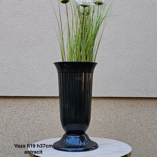 Vaza fi19 h37 cm, Plastična vaza za cveće, Vaza za cvećare, Dekorativna vaza, Velika vaza, plastične vaze antracit