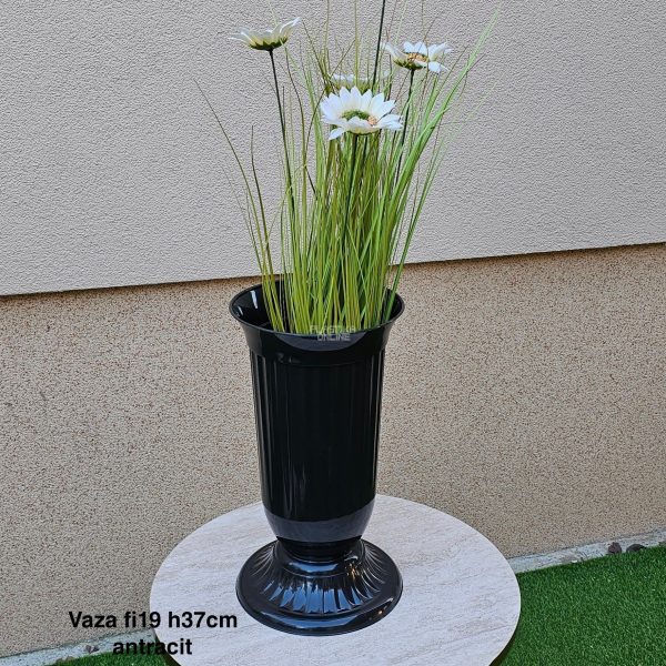 Vaza fi19 h37 cm, Plastična vaza za cveće, Vaza za cvećare, Dekorativna vaza, Velika vaza, plastične vaze antracit